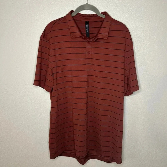 Lululemon Evolution Polo Nevis Stripe Savannah Black mens slze L - Picture 1 of 9